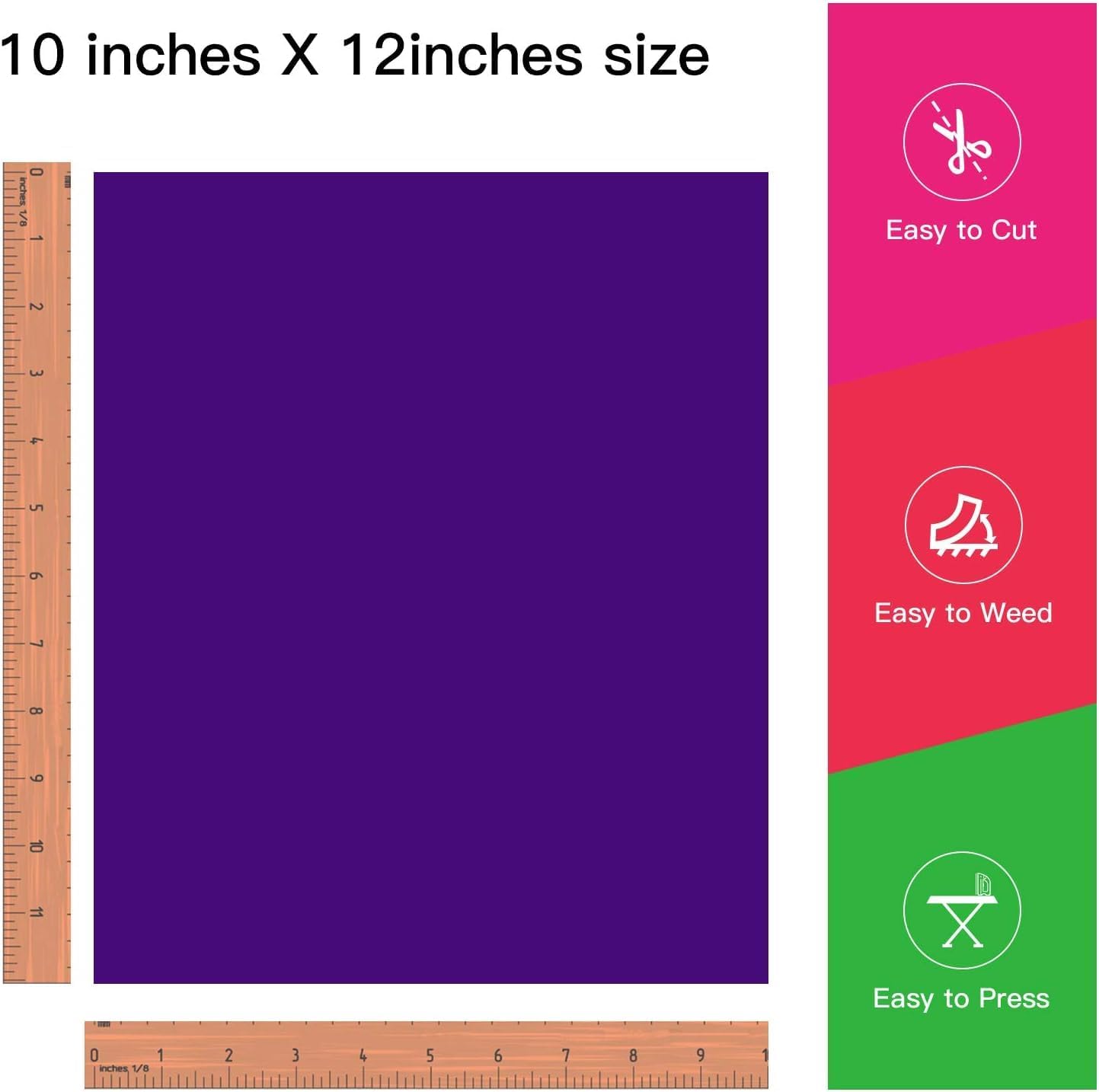 JANDJPACKAGING Purple Heat Transfer Vinyl HTV for T-Shirts 12 x 10 Inches 10 Pack Purple Iron on Vinyl