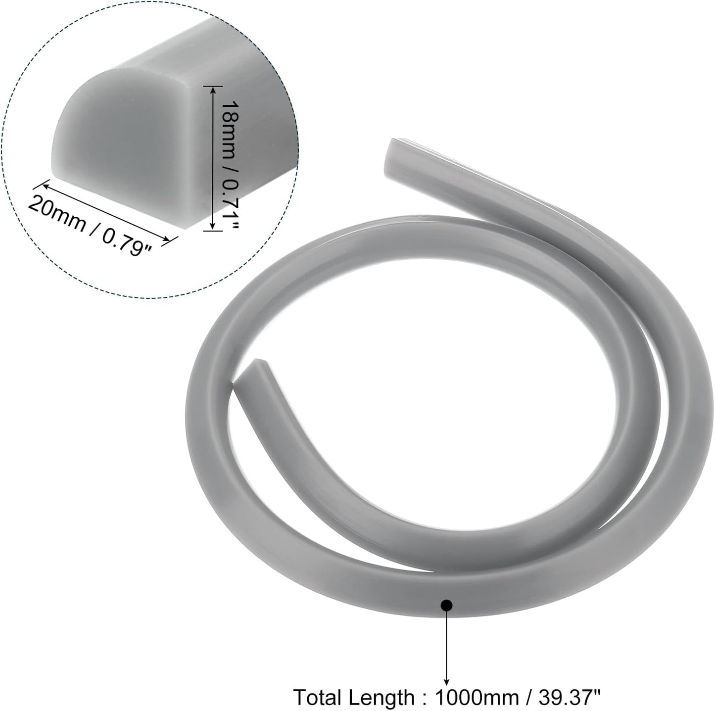 uxcell Flexible Molding Trim, 39 Inch Flexible Quarter Round Molding Silicone Peel and Stick Trim Self Adhesive Shower Water Barrier for Corner Decor Bathroom Kitchen, Grey