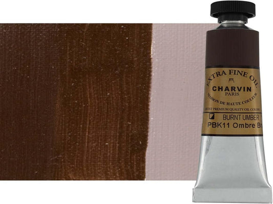Charvin Extra Fine Oil Paint, Burnt Umber 20 mL - Triple-Milled, Rich Texture, Poppy Oil-Based, Light-Fast, Handmade, Archival Quality