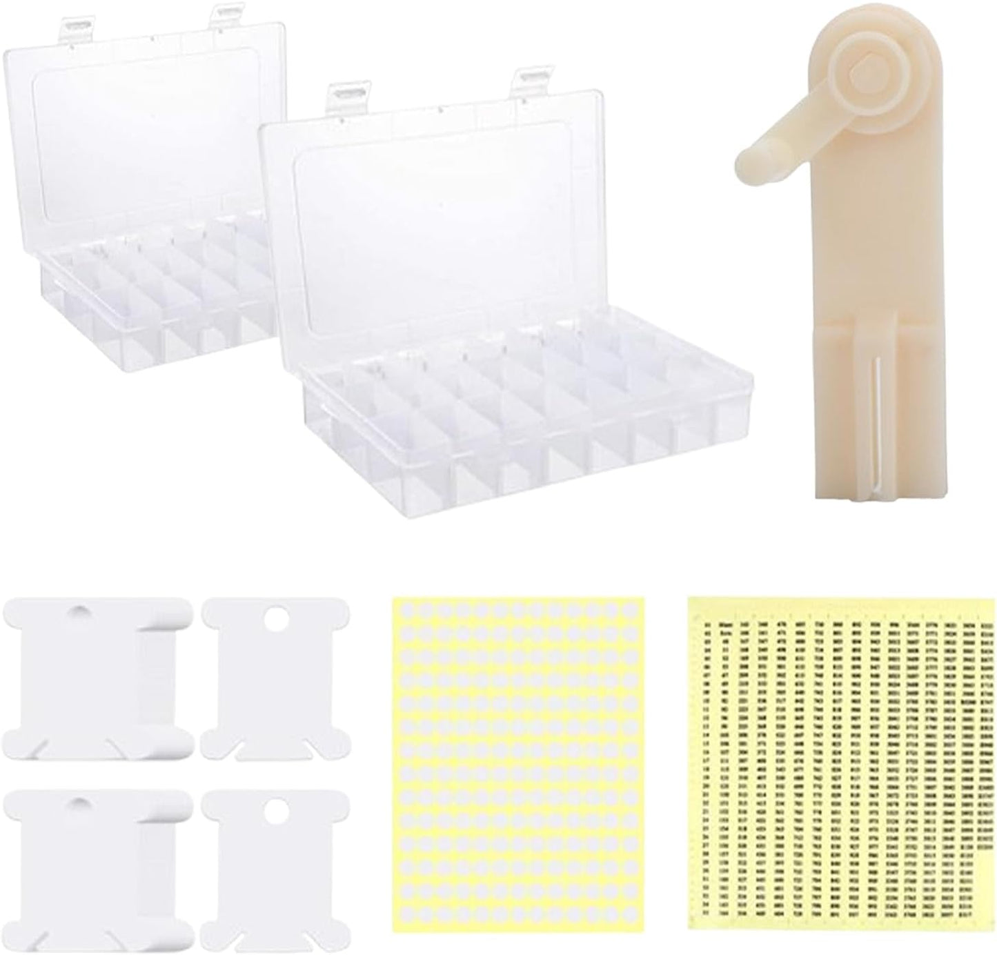 Embroidery Thread Organizer, 2 PCS Embroidery Floss Organizer, Removable with 150 White Floss Bobbins and Two Stickers, 1*Manual Winding Machine Suitable for Cross Stitch, DIY Sewing