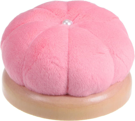 HARFINGTON Wooden Base Needle Pincushions Japanese Style Pin Cushions Round Pin Cushion Needle Holder for Sewing Quilting Needlework DIY Crafts, Pink