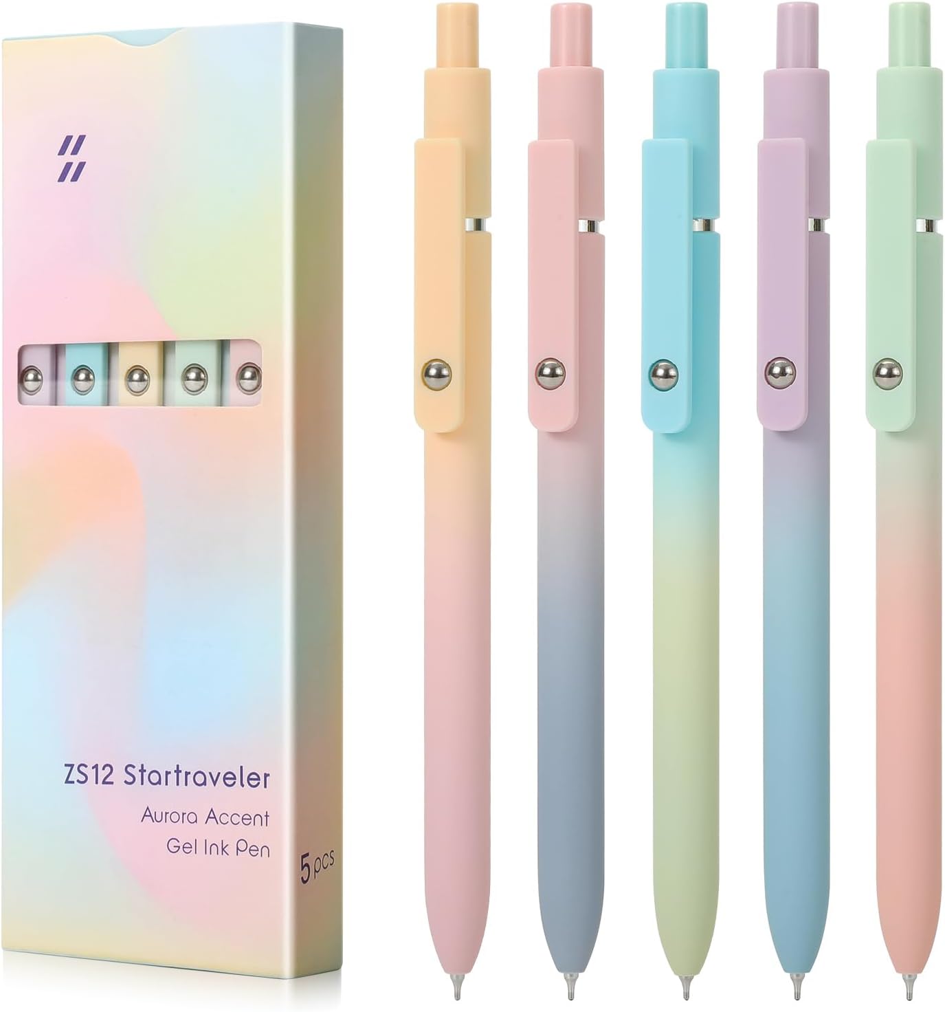 FIOVER 5pcs Gel Pens Black Ink Medium Point 0.7mm Pens Smooth Writing High-End Series Cute Ballpoint for Journaling Note Taking, Office School Supplies Gifts for Women and Men