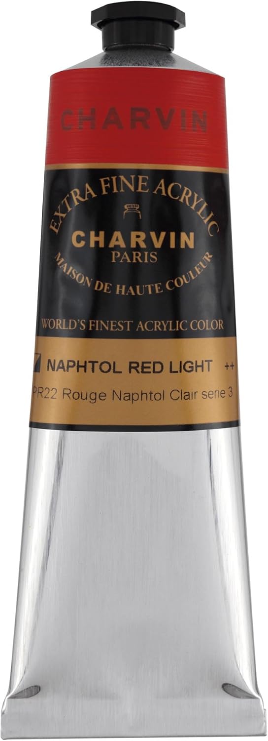 Charvin Extra Fine Professional Artist Acrylic Paint Colors, Nature Themed Hues, 150ml Napthol Red Light
