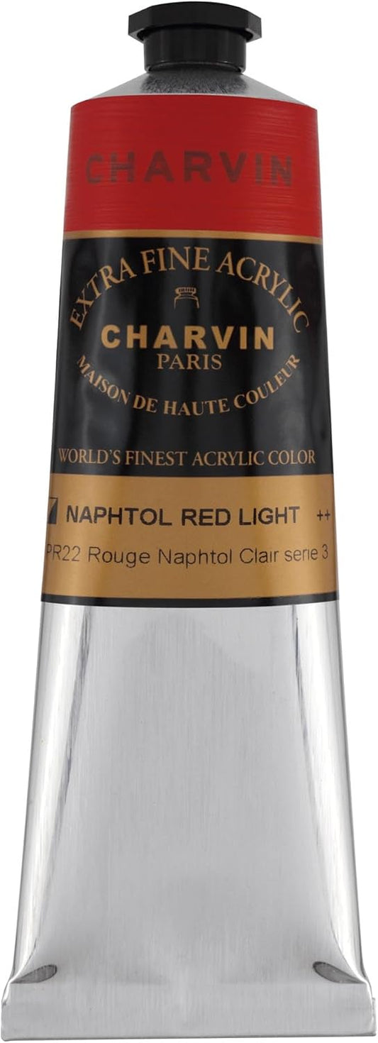 Charvin Extra Fine Professional Artist Acrylic Paint Colors, Nature Themed Hues, 150ml Napthol Red Light