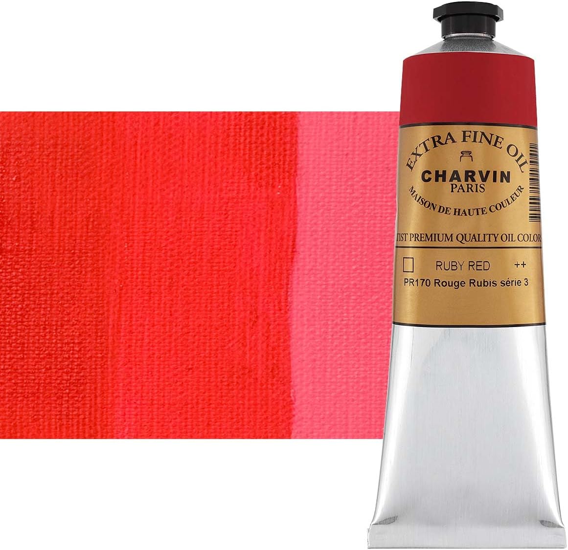 Charvin Extra Fine Oil Paint, Ruby Red 150 ml - Triple-Milled, Rich Texture, Poppy Oil-Based, Light-Fast, Handmade, Archival Quality
