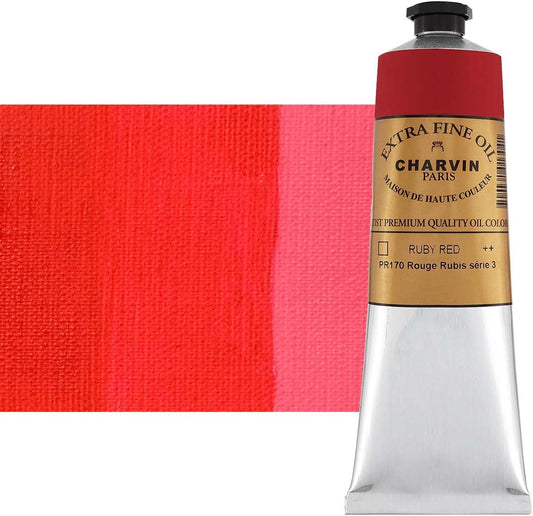 Charvin Extra Fine Oil Paint, Ruby Red 150 ml - Triple-Milled, Rich Texture, Poppy Oil-Based, Light-Fast, Handmade, Archival Quality