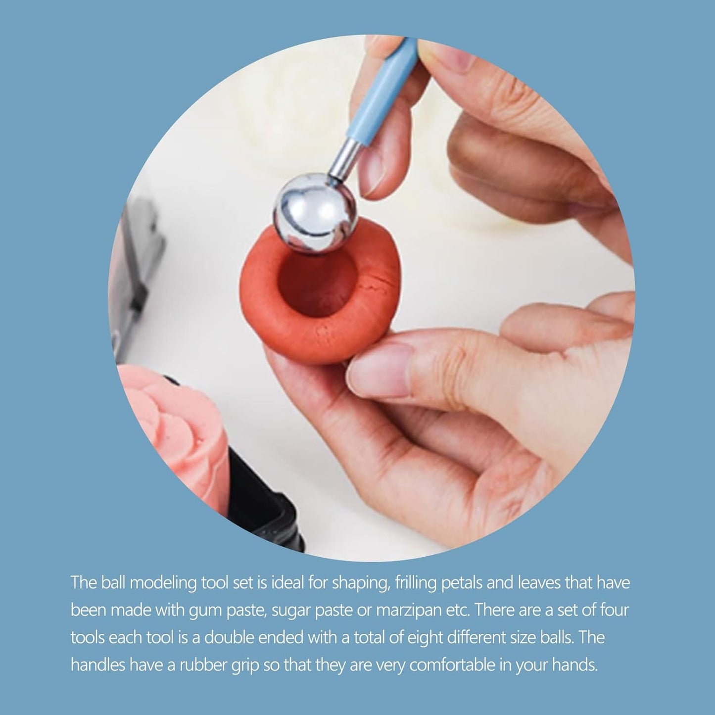 4 Pcs Modeling Ball Tools Double Ended 8 Ball Stainless Steel Dotting Modeling Tools Clay Indentation DIY Ceramics Pottery Carving Tool Embossing Sculpting Set