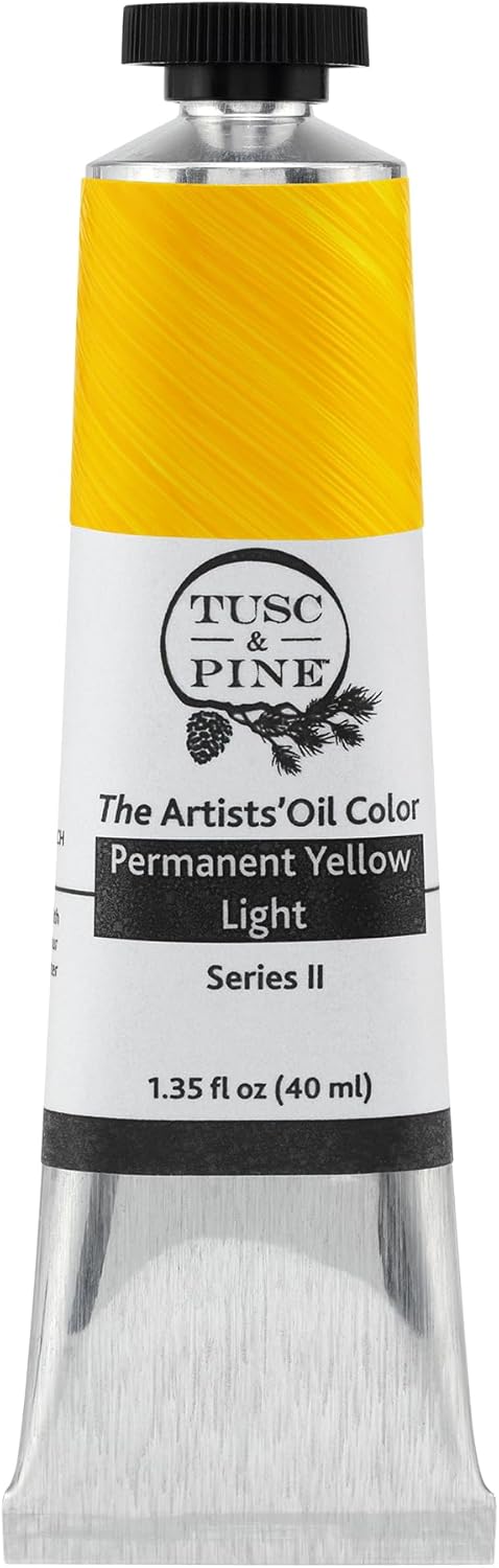 Tusc & Pine Artist Oil Paint - Permanent Yellow Light, 40 ml, Non-Yellowing, Rich & Creamy Consistency, Maximum Pigment Load, Small Batch Milled Oil Paints Made in the USA for Professional Artists