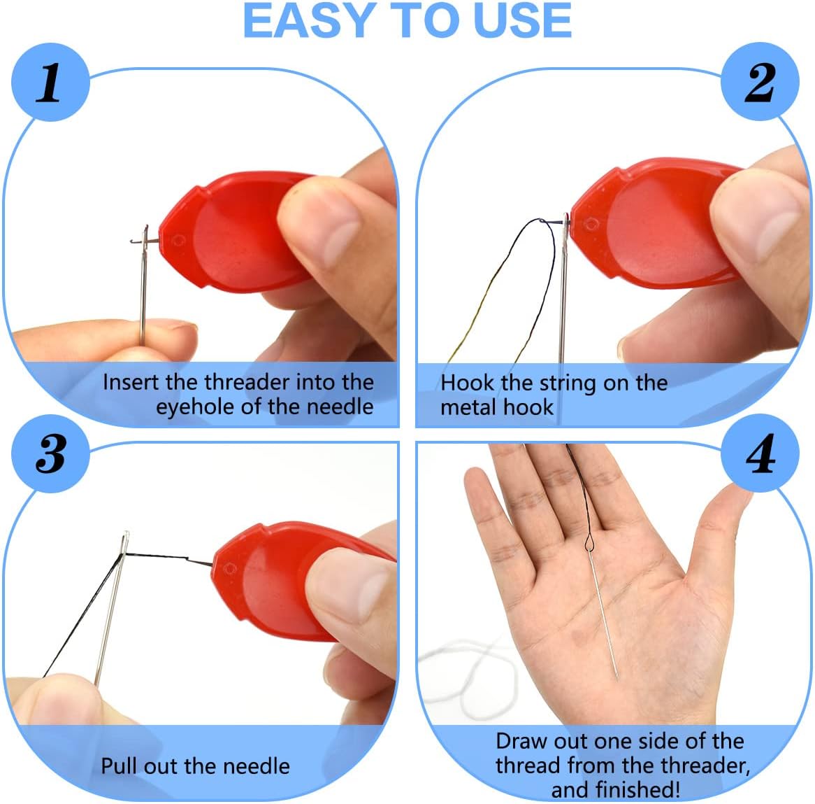 30 Pcs Needle Threaders for Hand Sewing, Plastic Needle Threader Tool for Sewing Needles, Needle Threader for Sewing Crafting, Sewing Machine, DIY, Embroidery, Knitting Craft with Clear Box, 5 Colors