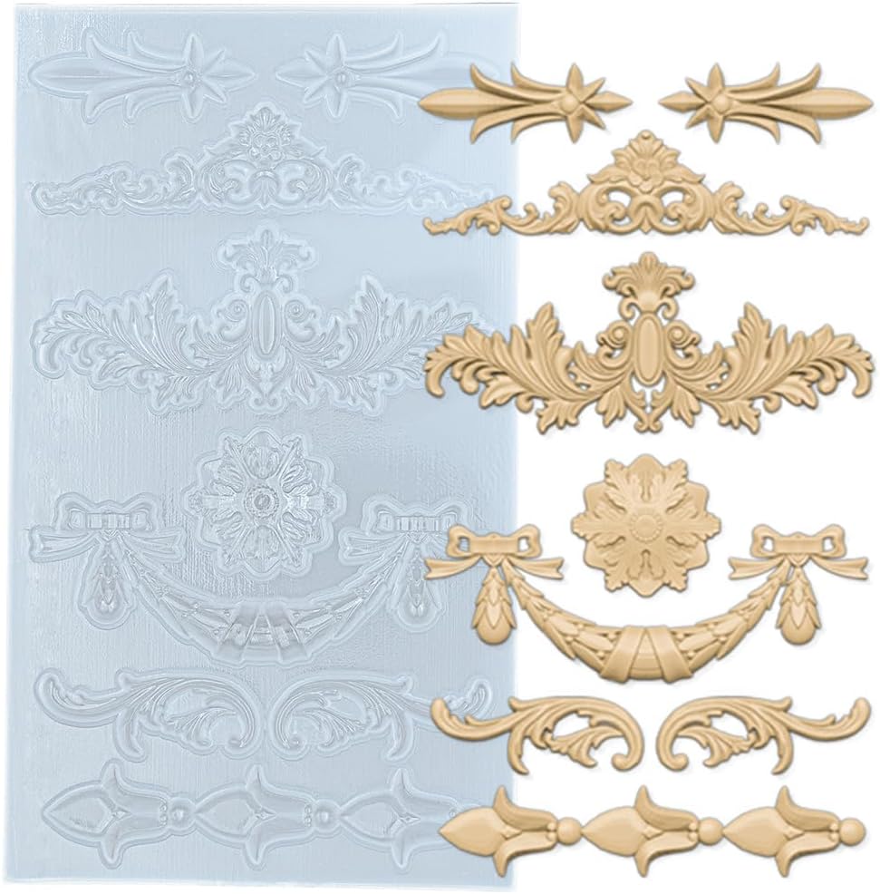 Silicone Mold for Polyclay Air Dry Clay Plaster Crafts Rococo Bow Swag