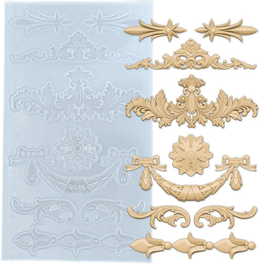 Silicone Mold for Polyclay Air Dry Clay Plaster Crafts Rococo Bow Swag