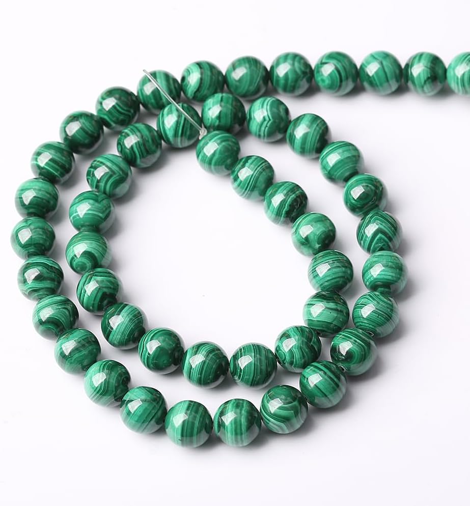 31pcs 6mm Natural Green Malachite Beads AAA Gemstone Round Loose Beads for Jewelry Making DIY Bracelets Necklaces Crystal Energy Healing Stone Beads 7.5" (Natural Malachite, 6mm)