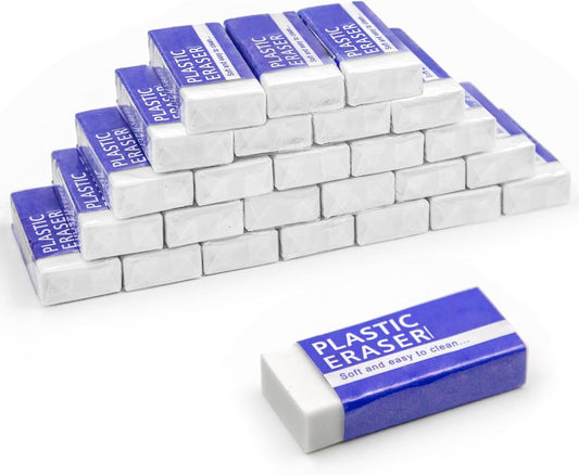 25 Pack White Eraser for Pencil, Bulk Art Erasers for Drawing Sketching, Pencil Erasers Rubber for Kids Prize, School Classroom Students, Office Supplies