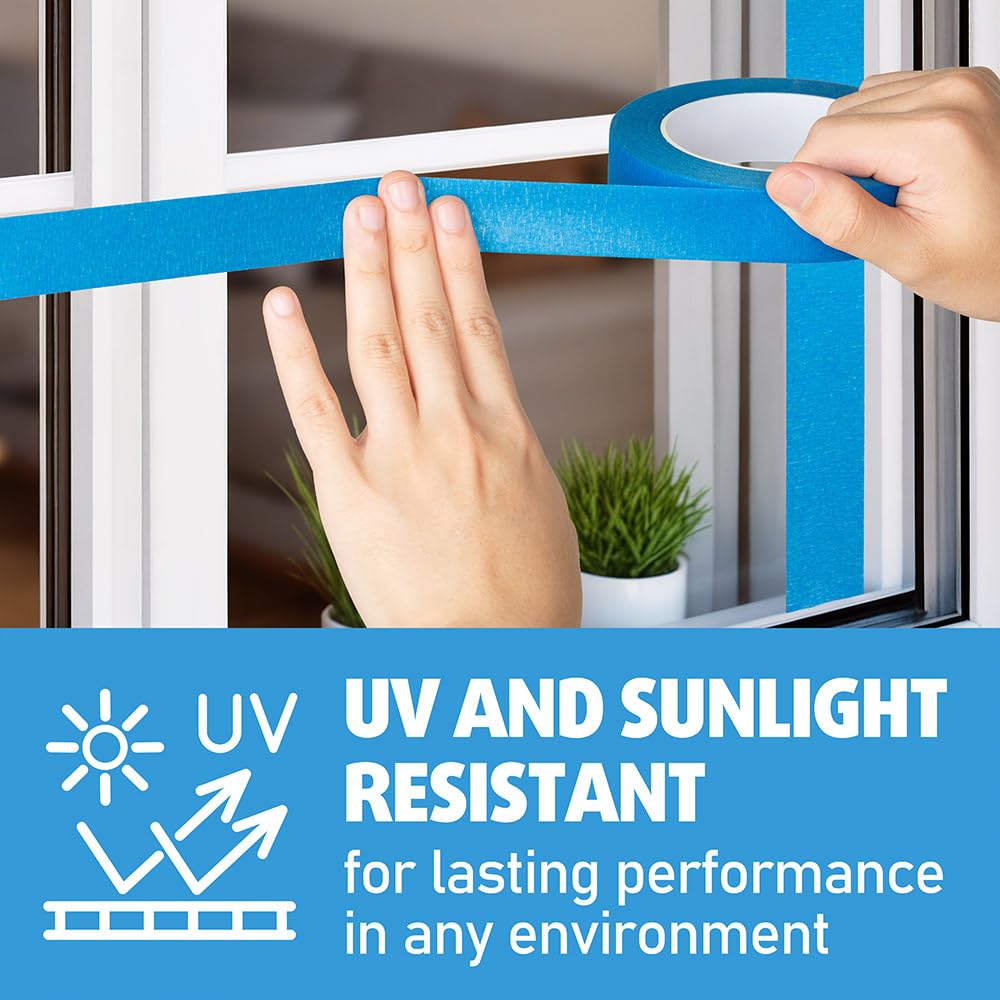 Blue Painters Tape 4 Rolls: Masking Tape 1 Inch Wide x 55 Yards - Painter's Tape Blue Masking Tape for Walls Painting Packing, Wood, Floors, DIY, Total 220 Yards