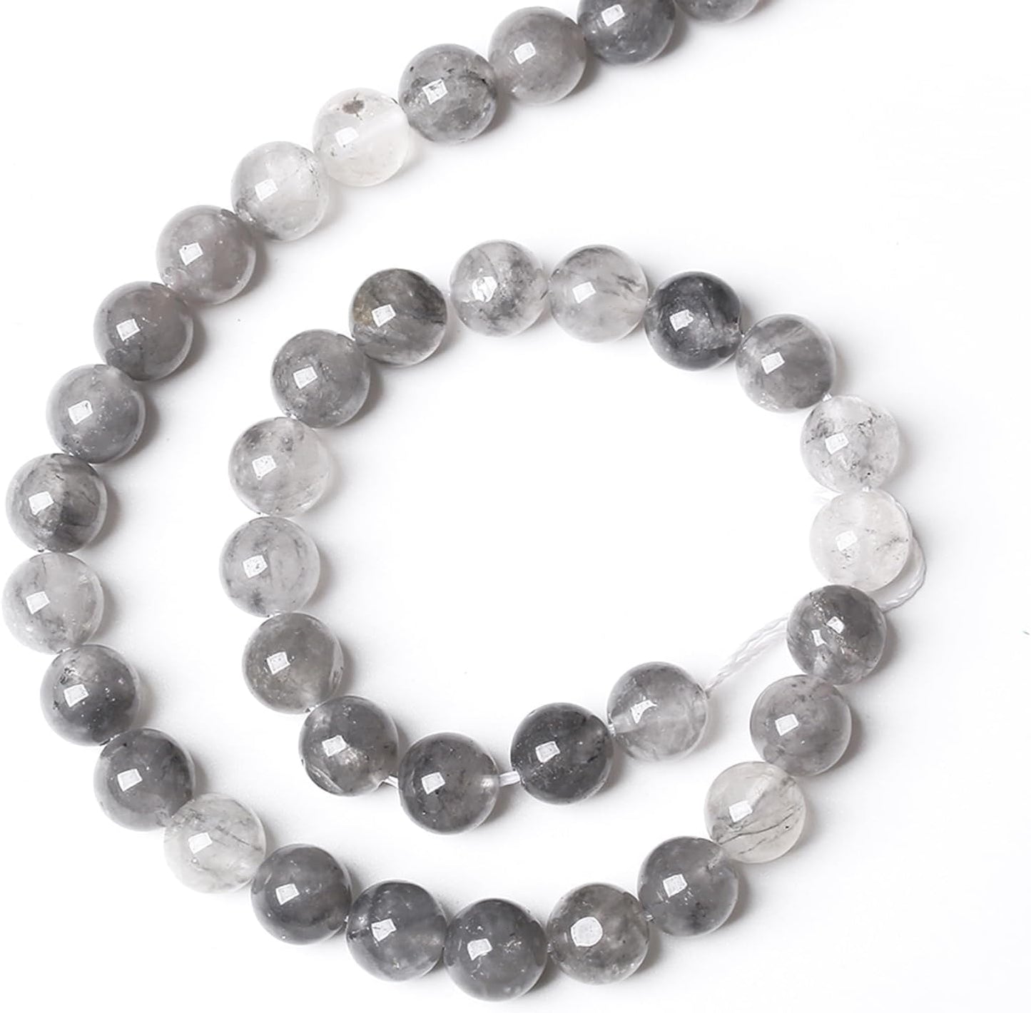 32pcs 12mm Natural Grey Cloud Crystal Stone Beads for Jewelry Making Energy Healing Power Stone Beads DIY Bracelet Necklace Accessories 15" (12mm, Grey Cloud Crystal)
