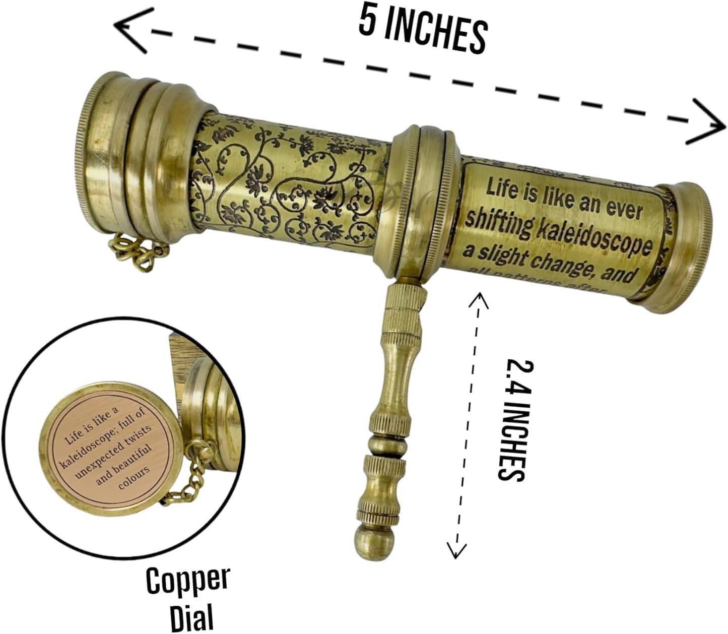 Handcrafted Brass Kaleidoscope – Vintage Nautical Collectible Gift for Kids, Teens & Adults – Sentimental Keepsake with Greeting Card – Educational Toy & Home Décor Accent – Timeless Pattern Design