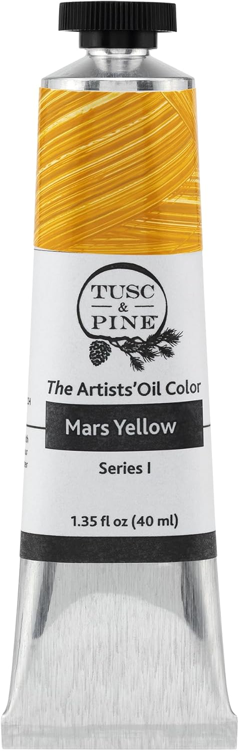 Tusc & Pine Artist Oil Paint - Mars Yellow, 40 ml, Non-Yellowing, Rich & Creamy Consistency, Maximum Pigment Load, Small Batch Milled Oil Paints Made in the USA for Professional Artists