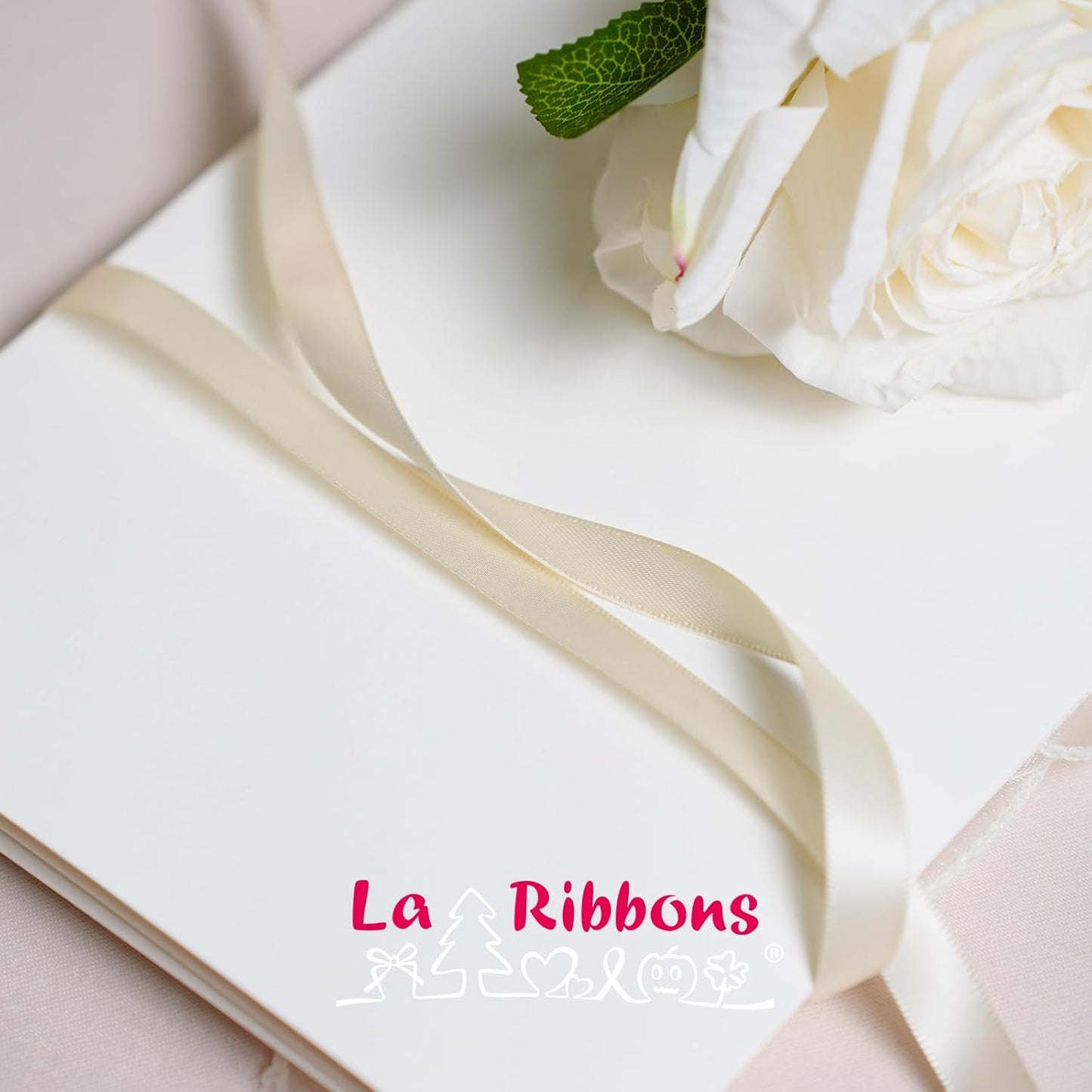 LaRibbons 1 Inch 50 Yard Double Faced Satin Ribbon,Nude Beige Satin Craft Fabric Ribbon for Gift Wrapping Floral Bouquets Wedding Party Decoration