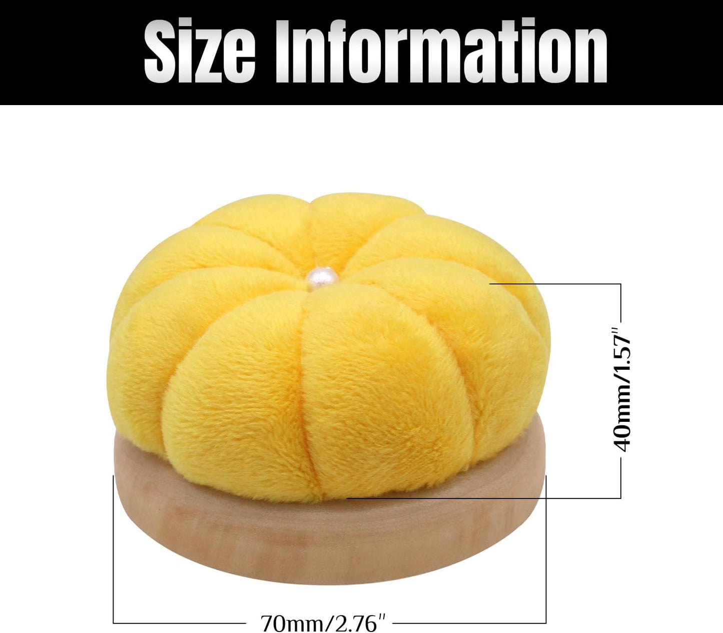 Uxney Pin Cushion,Wooden Sewing Pin Cushion Pincushion Needle Cushion for Sewing Quilting Needlework DIY Crafts(Yellow,2 PCS)