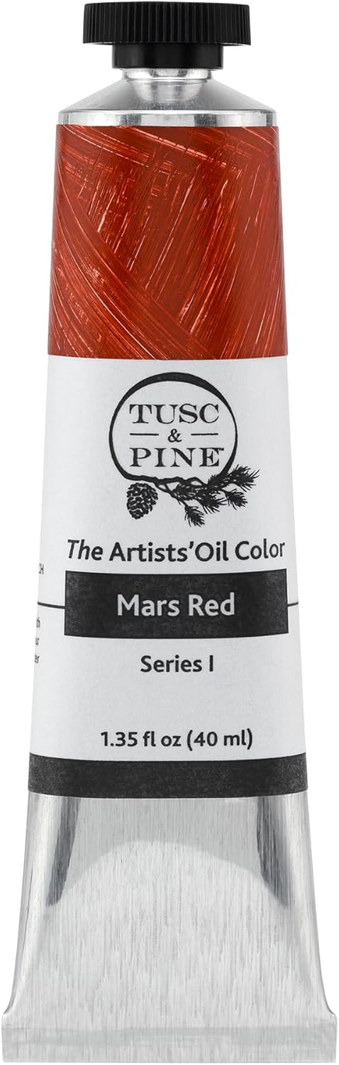 Tusc & Pine Artist Oil Paint - Mars Red, 40 ml, Non-Yellowing, Rich & Creamy Consistency, Maximum Pigment Load, Small Batch Milled Oil Paints Made in the USA for Professional Artists