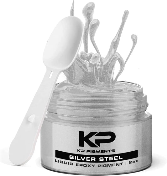 Epoxy Pigment Paste for Epoxy Resin, Tint/Pigment Paste with Spoon for Arts and Crafts, Jewelry, Resin Woodworking and More! (Silver Steel)