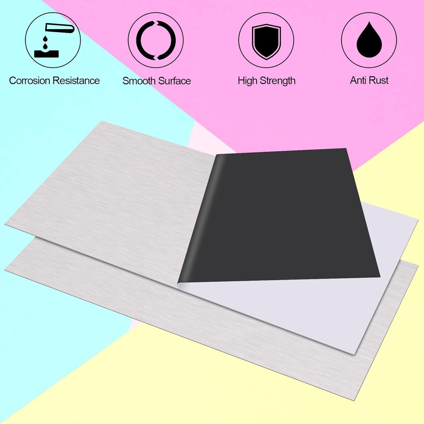 2Pcs 430 Stainless Steel Sheet Metal 6" x 12" x 1/32" Inch Metal Plates for Magnetic Mount Board Wall 20GA(0.80MM) 430 Stainless Steel Shim Stock Plates Metal Sheets for Crafting, Kitchen, Office