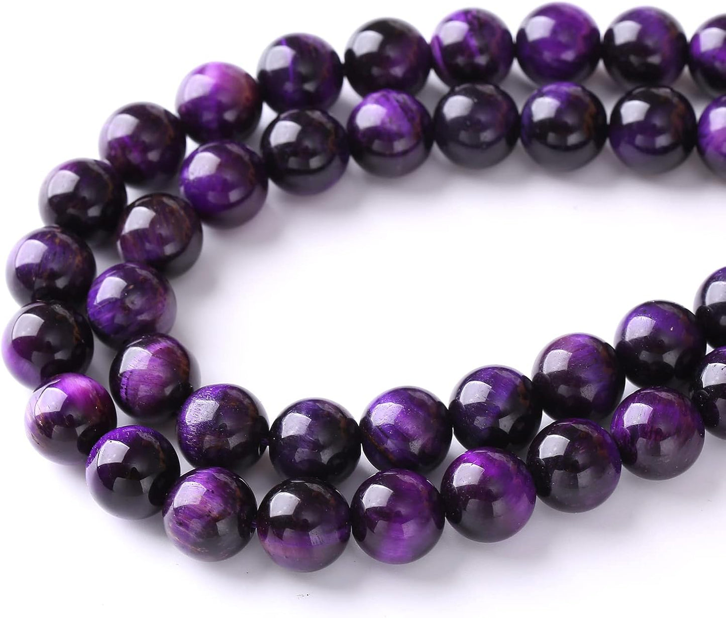 4mm 90pcs A+ Natural Purple Tiger Eye Stone Beads Round Spacer Loose Beads for Jewelry Making DIY Bracelet Necklace 15" Inch (Purple Tiger Eye Stone, 4mm)