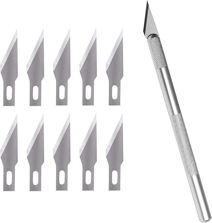WA Portman Hobby Knife Set – 1pc Precision Craft Knife Set with 10 SK5#11 Steel Hobby Blades – Art Cutter Tool for Paper, Vinyl, Leather, Plastic, Fabric, Wood – Essential DIY and Craft Supplies
