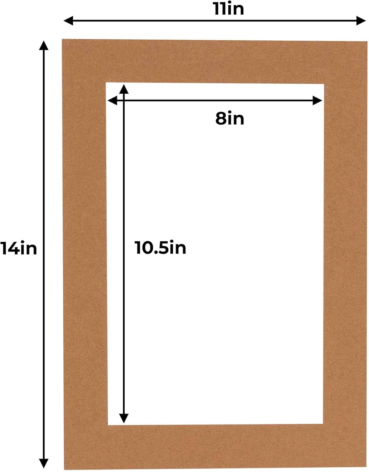 11x14 Mat for 8.5x11 Photo - Precut Aged Oak Brown Picture Matboard for Frames Measuring 11 x 14 Inches - Bevel Cut Matte to Display Art Measuring 8.5 x 11 Inches - Acid Free Pack of TEN MATS