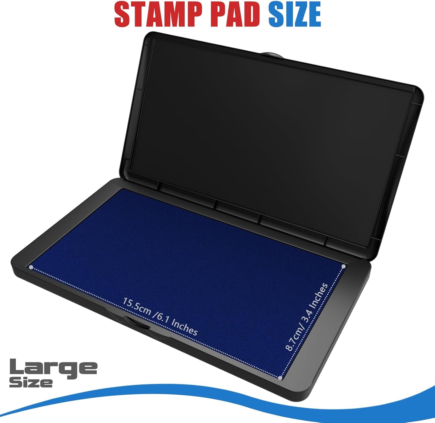 Large Stamp Pad, 6.1 x 3.4 Inch Blue Ink Pad Premium Quality Felt Pad Rubber Stamp Ink Pad for Office, Home