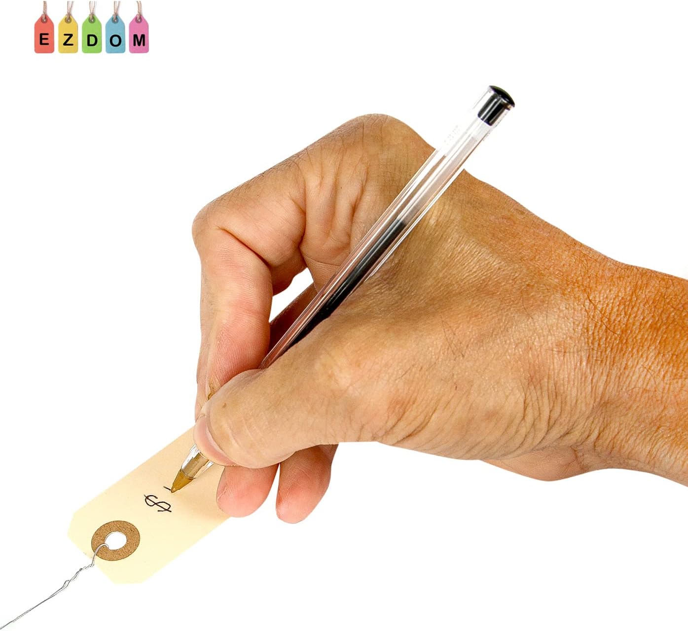 String Tags with Wire Attached- #1, 2 3/4” x 1 3/8”, Box of 500 Blank Shipping Tags with Wire and Reinforced Hole, Wired Labeling Tags