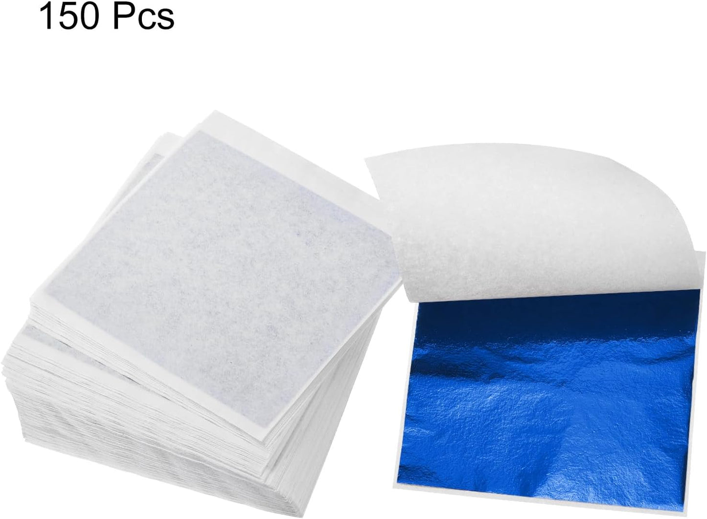 MECCANIXITY Gold Leaf Foil Sheet, Blue Leaf Papers, 3.3 Inch x 3.1 Inch for Art Decoration, Sculptures, Painting, Pack of 150 Pcs
