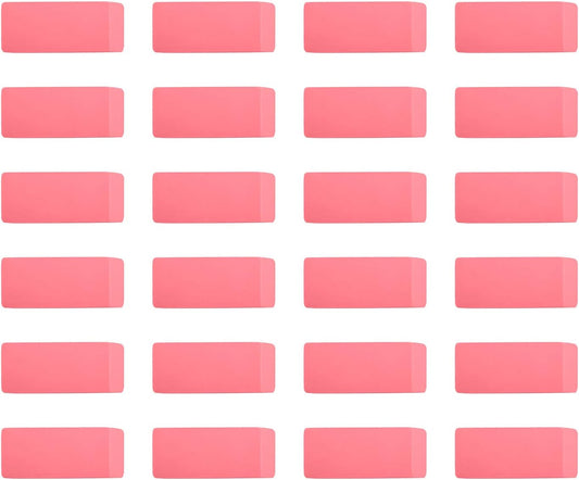 Amazon Basics Rectangular Eraser, 24 Count, Pink