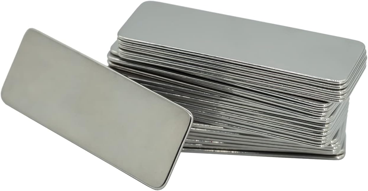 StayMax 304 Stainless Steel Engraving Blank Tags Rectangle Stamping Blanks Without Holes 1.96inch*0.7inch 25 Pack