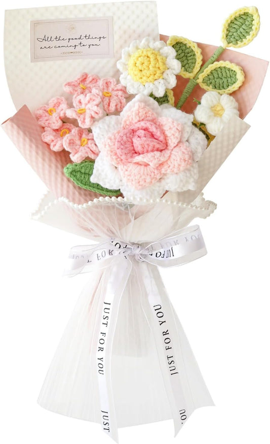 Handmade Crochet Rose Daisy as a Gift for Lover, Family,Friends. Crochet Bouquet, Crocheted Yarn Flowers, Artificial Flower Finished Bouquet