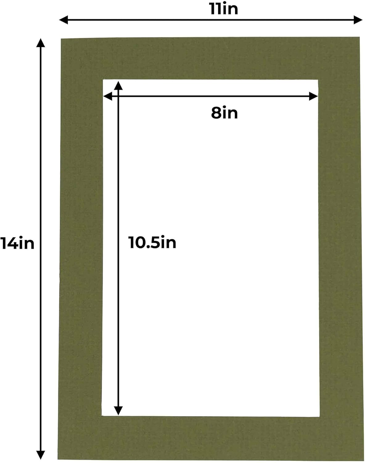 11x14 Mat for 8.5x11 Photo - Precut Dill Green Picture Matboard for Frames Measuring 11 x 14 Inches - Bevel Cut Matte to Display Art Measuring 8.5 x 11 Inches - Acid Free Pack of TEN MATS
