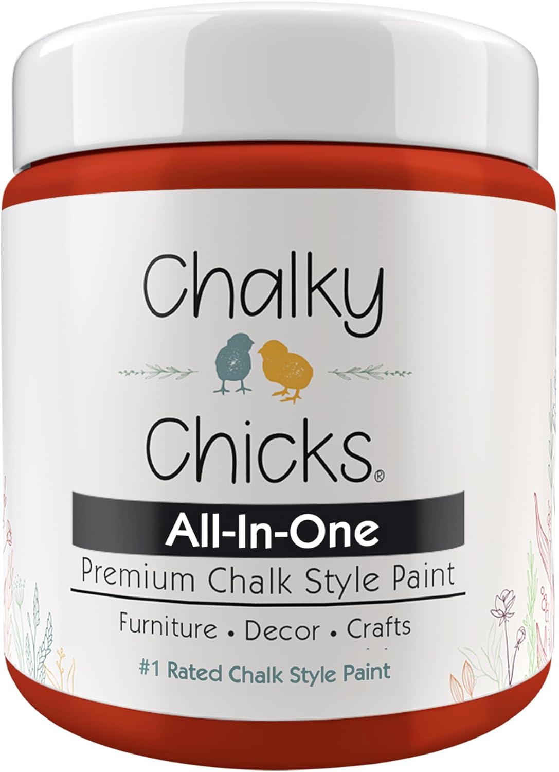 Chalky Chicks All-in-One Chalk Paint for Furniture or Cabinet - 8 Fl Oz - Matte Finish Emmy's Red (Orange Red) for Metal, Wood Furniture Paint - No Sanding All-in-One for Home Decor & Crafts, USA Made