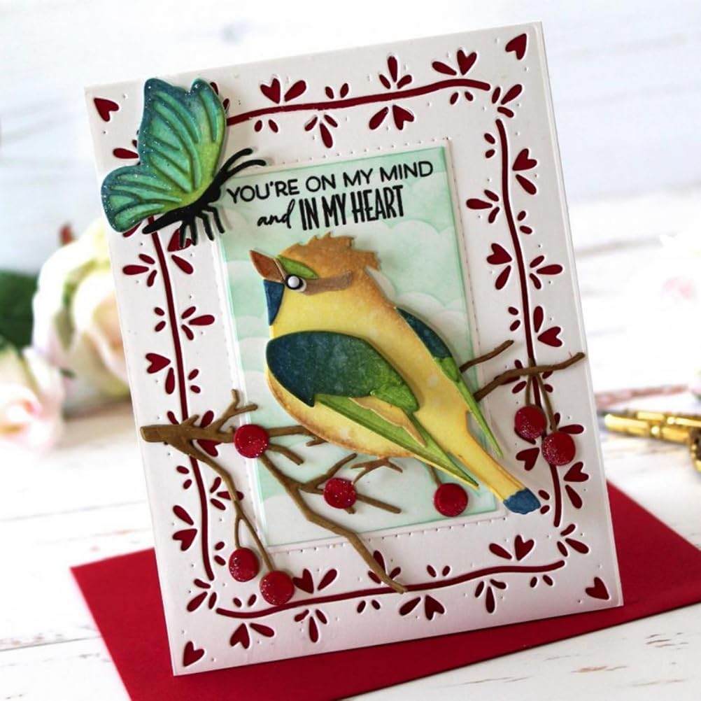 Mvchifay Cutting Dies for Card Making Metal Die-Cuts Scrapbooking Tool Hollow Frame DIY Craft Punch Template Embossing for Paper Album Decor (Love-line Frame-13.8x10.5cm)