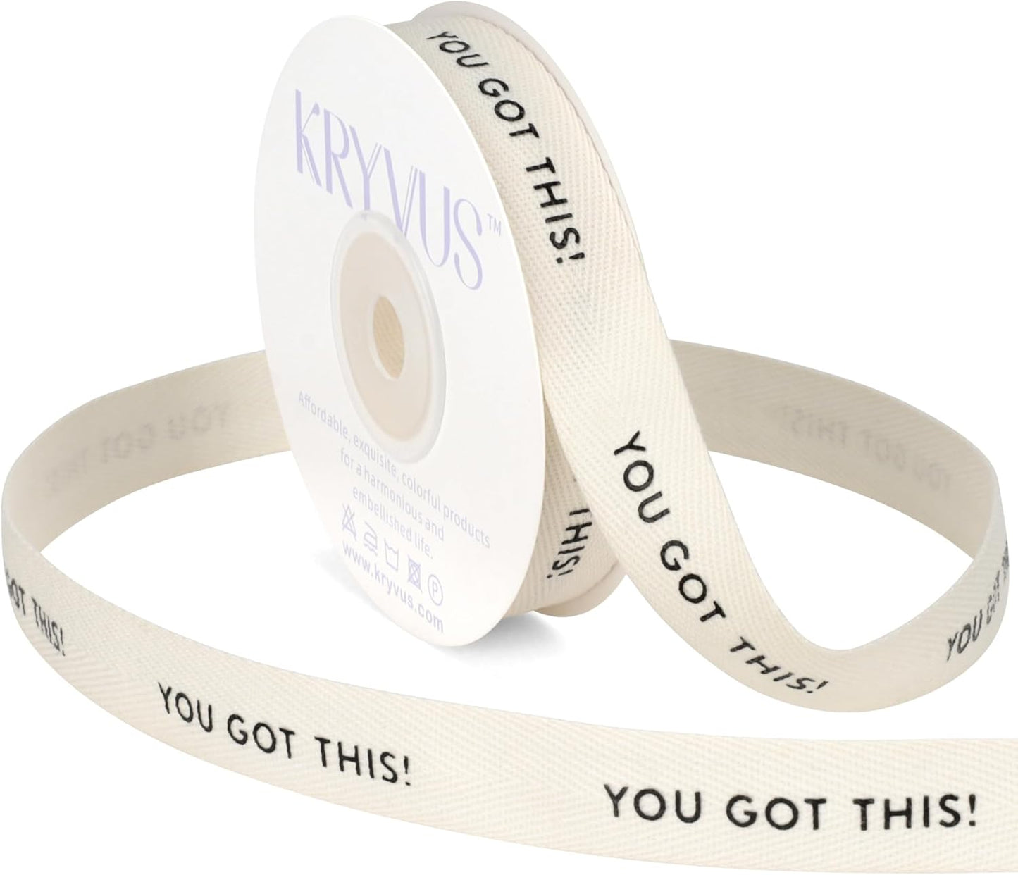 You Got This Ribbon - 5/8 Inch x 12 Yards Natural Twill Tape Ribbon, Cotton Herringbone Ribbons for Gift Wrapping, Birthdays, Weddings, Christmas, Anniversaries, Valentine's Day, Mother's Day