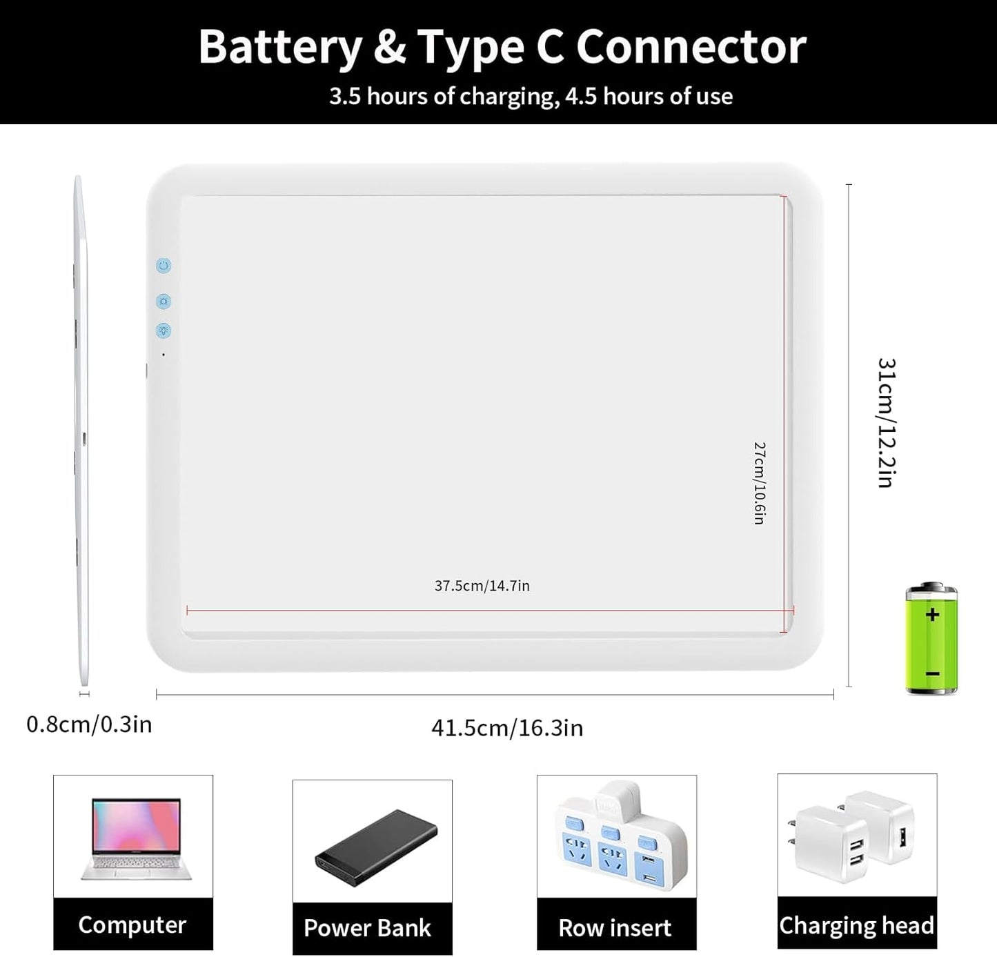 Rechargeable A3 Diamond Art Light Board,Super Bright Tracing Light Box,6 Levels Brightness with 3 Colors Mode and Stand, Wireless Tracing Pad for Diamond Painting,Weeding Vinyl,Sketching & Drawing