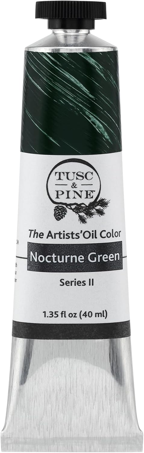 Tusc & Pine Artist Oil Paint - Nocturne Green, 40 ml, Non-Yellowing, Rich & Creamy Consistency, Maximum Pigment Load, Small Batch Milled Oil Paints Made in the USA for Professional Artists