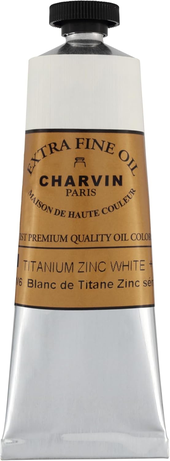 Charvin Extra Fine Oil Paint, Titanium Zinc White 60 mL - Triple-Milled, Rich Texture, Poppy Oil-Based, Light-Fast, Handmade, Archival Quality