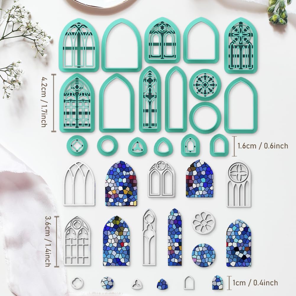 Polymer Clay Cutters - 18 Shapes Gothic Window Earrings Polymer Clay Cutters for Jewelry, Earring Making Kit with Storage Box