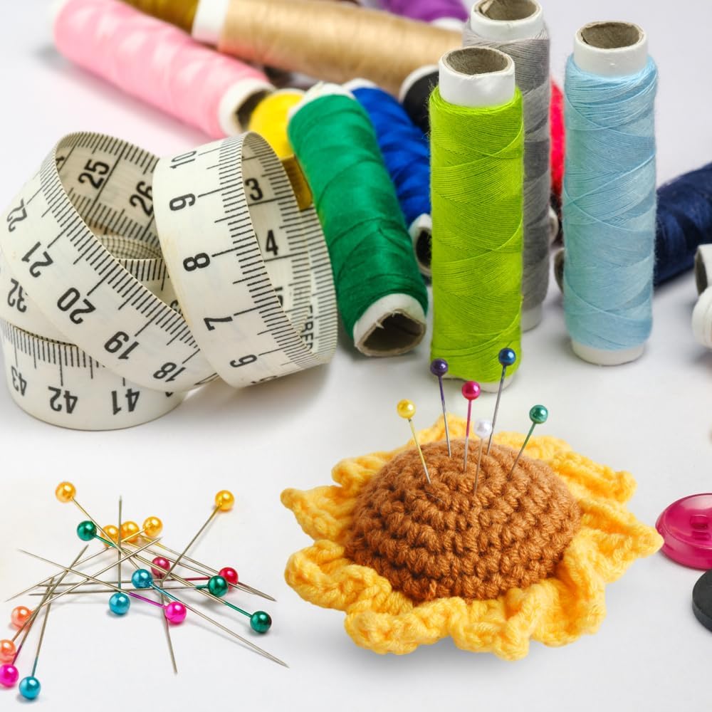 Sunflower Pin Cushion, Handmade Knitted Pincushions, Cute Pin Cushions Needle Holders for Sewing Quilting Accessory, DIY Crafts or Patchwork Decor