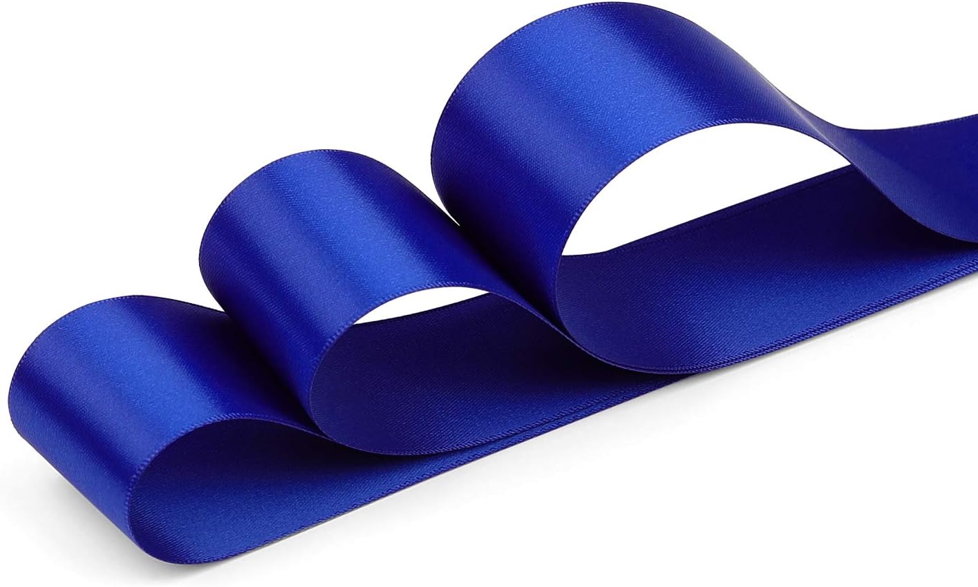 Humphrey's Craft 1-1/2 Inch Cobalt Blue Double Faced Satin Ribbon - 25 Yards Variety of Color for Crafts Gift Wrapping Bows Bouquet Decoration Sewing Christmas Tree Wedding Invitation Card.