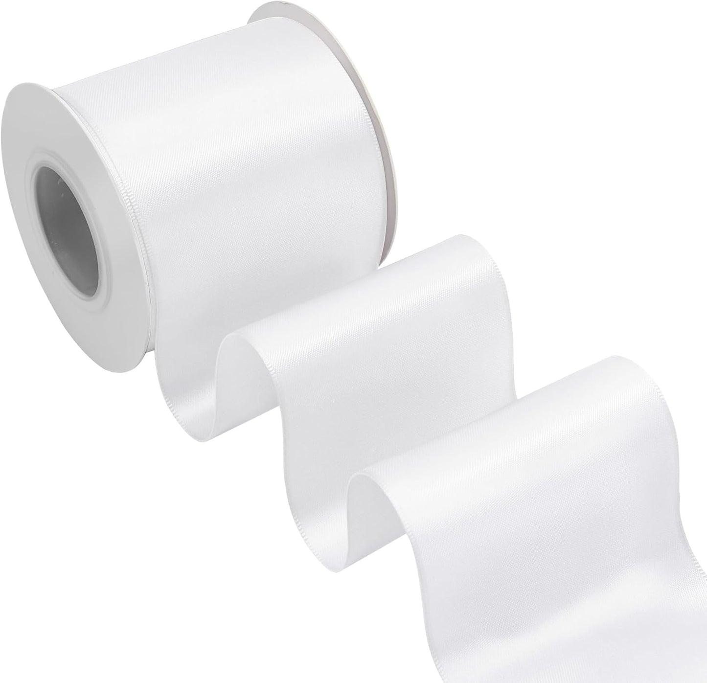 White Satin Ribbon 3 Inch X 15 Yards Solid Color Double Faced Ribbons Perfect for Crafts Wedding Decor Bow Making Arts Sewing and More