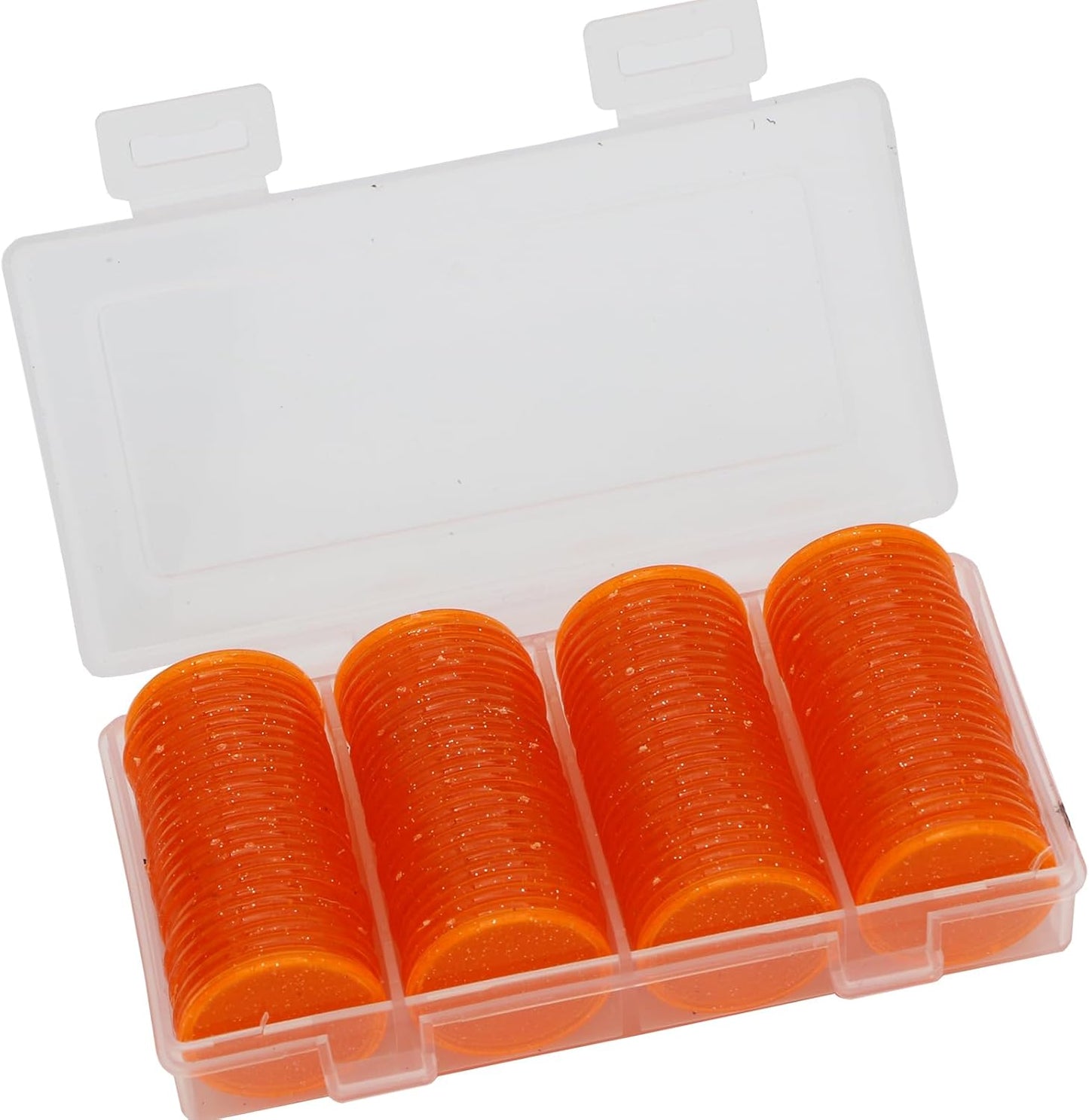 Set of 100 Opaque Plastic Learning Counters Mini Poker Chips Game Tokens with Storage Box (Starry Orange, 1 Inch)