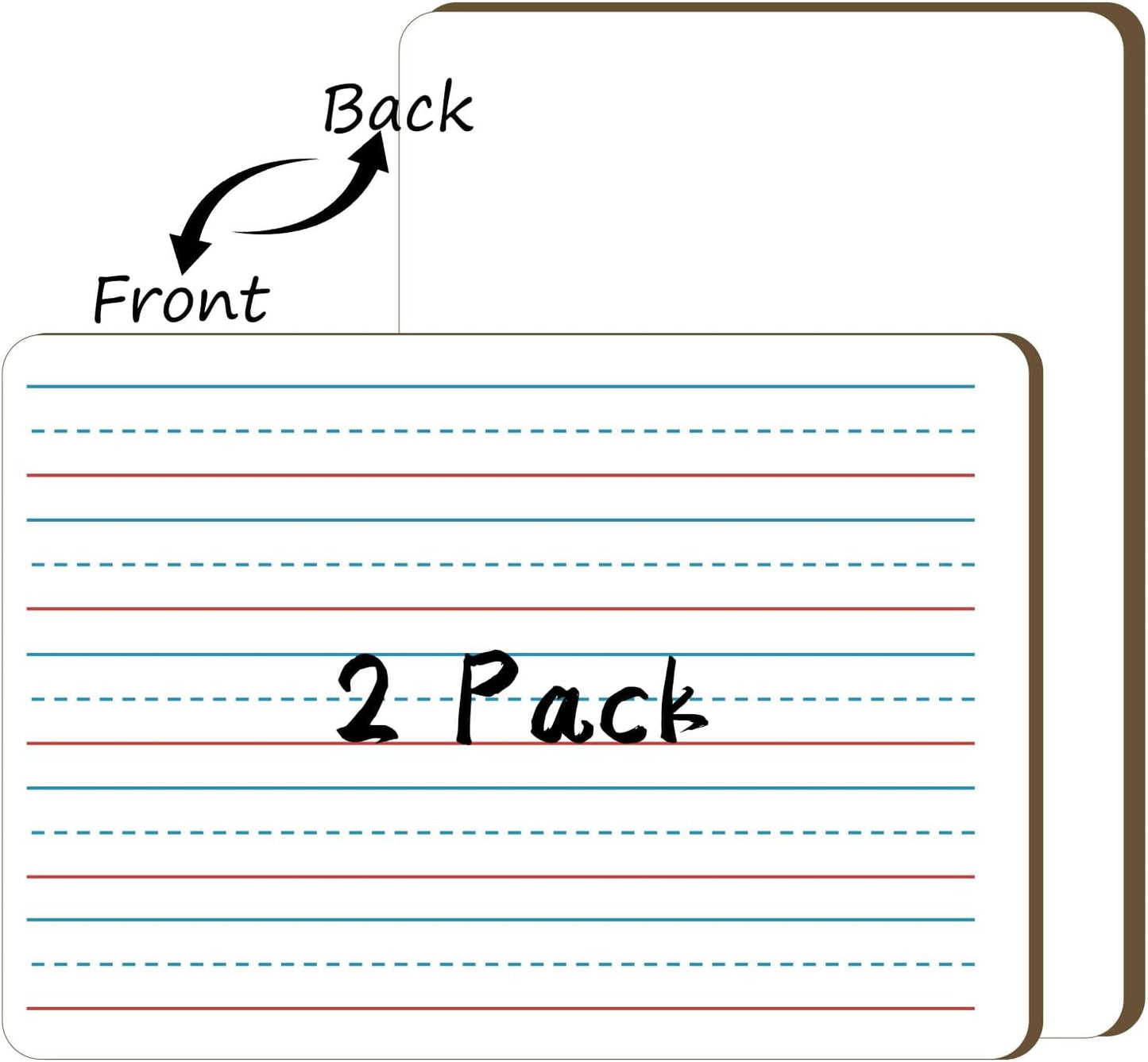 White Board Dry Erase Boards Classroom Pack Mini White Boards 9" x12” Double Sided Personal Whiteboards for Students Teachers School Supplies Lapboards (2Pack line whiteboard)