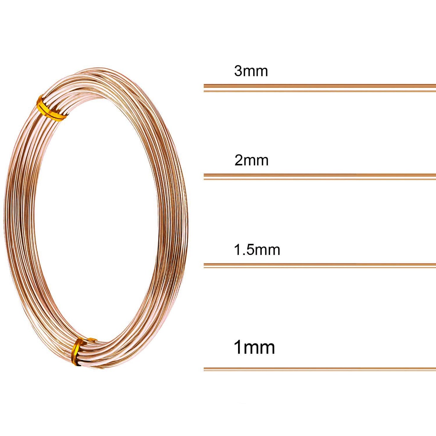 TecUnite Aluminum Craft Wire for Sculpting Armature Bendable Craft Wire for DIY Jewelry Making(Copper, 10 M X 2 mm, 1 Roll)