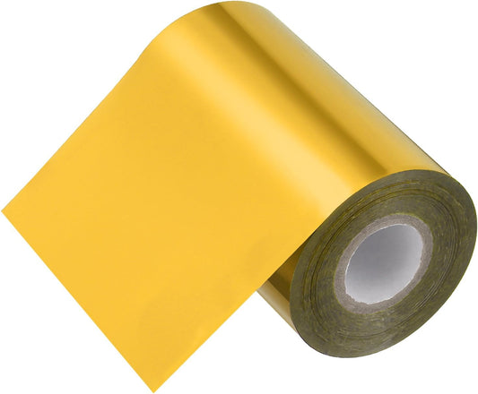 PATIKIL 4"x400Ft Hot Stamping Foil Paper, Heat Transfer Hot Stamping Paper Foil Roll for Leather DIY Logo Decor Craft Gift Package Scrapbook Card, Gold Tone
